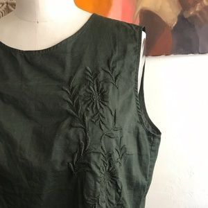 UNIQLO | Olive | Cotton Embroidered Peplum Top